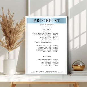 Modern SimpelBlue Salon Price List Poster