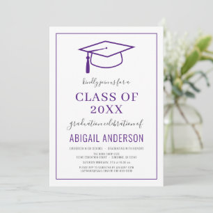 Modern Simple 2022 Graduation Photo Purple Invitation