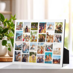 Modern Simple 24 Photo Collage Plaque<br><div class="desc">Create your own personalized photo collage plaquet. Add 24 of your favourite pictures and custom colour background in this modern template design.</div>