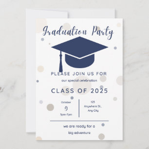 Modern Simple 2 Photo blue Graduation Party Invitation