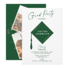 Modern Simple 2 Photo Green Graduation Party  