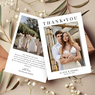 Modern simple 2 photo  thank you card