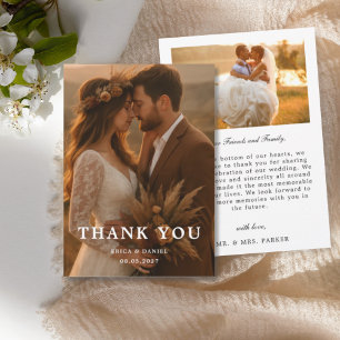 Modern Simple 2 Photo Wedding  Thank You Card