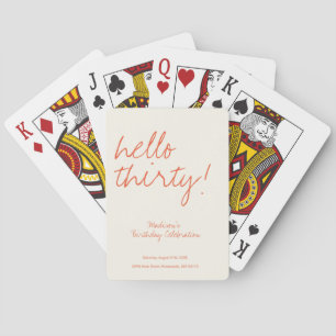 Modern Simple 30th Birthday Playing Cards