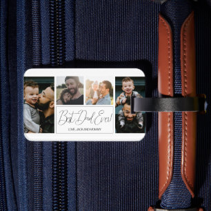 Modern Simple 4 Photo Collage Fathers Day Luggage Tag