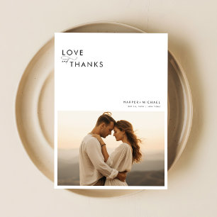 Modern Simple 4 Photo Collage Wedding Thank You Card