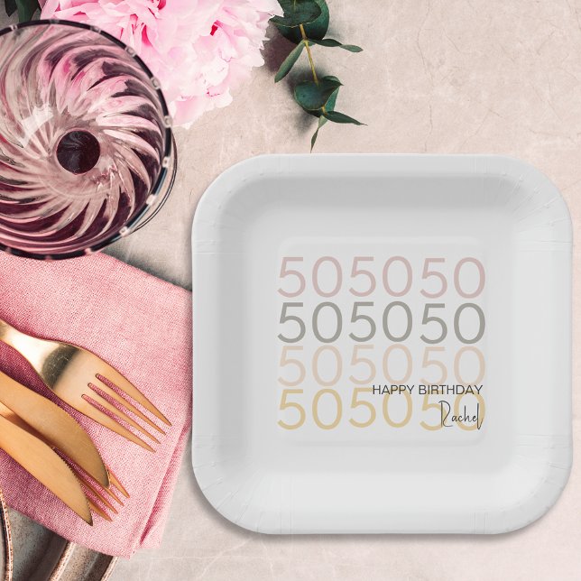Modern Simple 50 Birthday Paper Plate (Creator Uploaded)