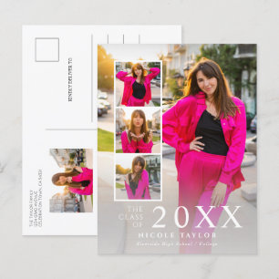 Modern Simple 5 Photos White Graduation Announcement Postcard
