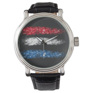 *~* Modern Simple Abstract American Flag USA Watch