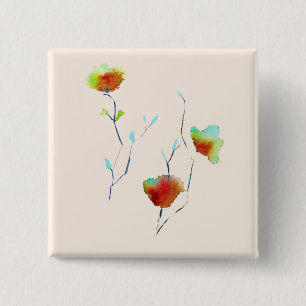 Modern simple abstract flower art design 2 inch square button