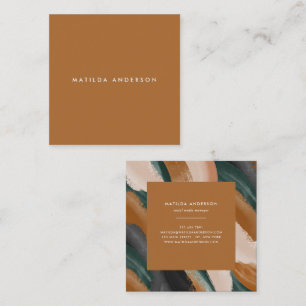 Modern simple abstract green terracotta square business card