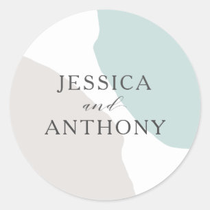 Modern Simple Abstract Shapes Wedding Classic Round Sticker