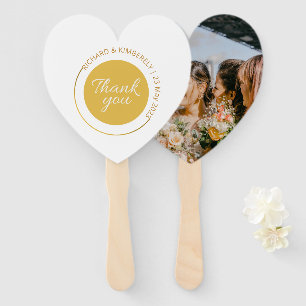 Modern Simple Add Couple Name Date Photo Thanks  Hand Fan