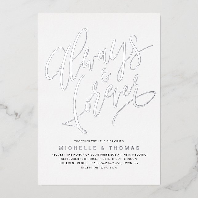 Modern Simple Always And Forever Script Wedding (Front)