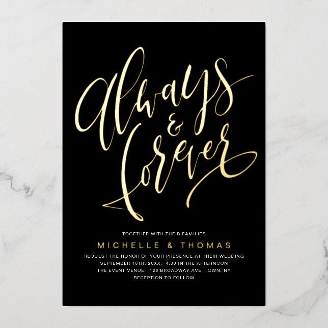 Modern Simple Always And Forever Script Wedding (Front)