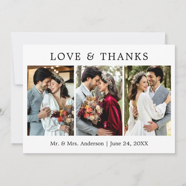 Modern Simple Amour et Merci Mariage 3 Photo (Devant)
