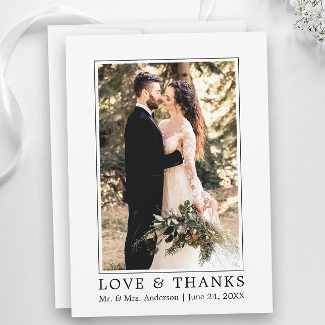 Modern Simple Amour et Merci photo Mariage (Customize to add text to back of card.)