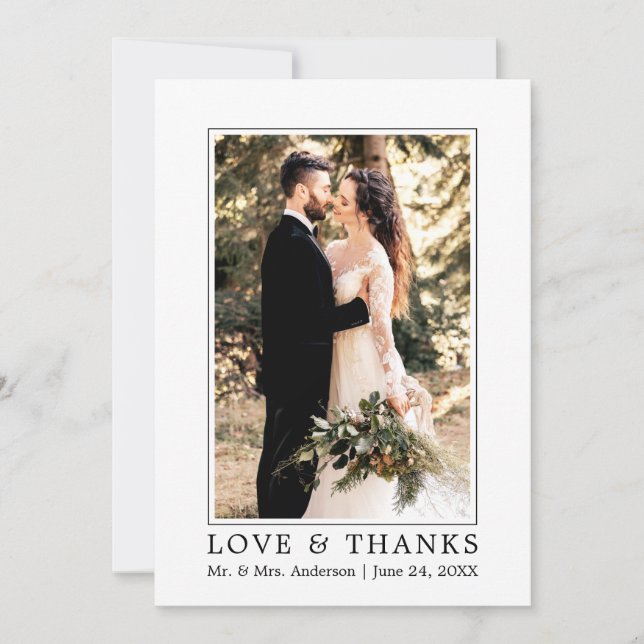 Modern Simple Amour et Merci photo Mariage (Devant)