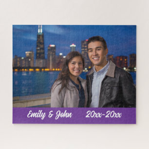 Modern Simple Anniversary Photo Jigsaw Puzzle
