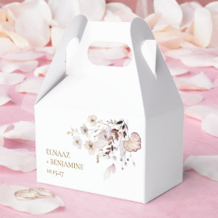 Modern Simple Autumn Dried Floral & Leaves Wedding Favor Box