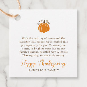 Modern Simple Autumn Pumpkin Thanksgiving Favour Tags