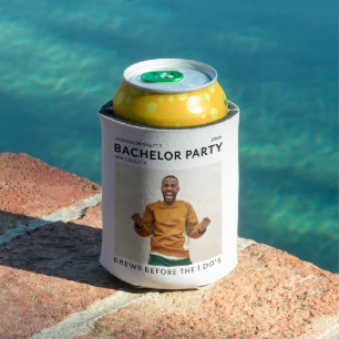 Modern Simple Bachelor Party Photo Can Cooler