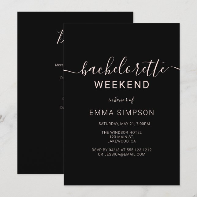 Modern Simple Bachelorette Weekend Invitation (Front/Back)