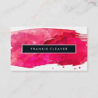MODERN SIMPLE BADGE stylish watercolor red Business Card