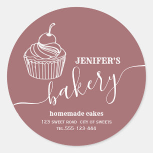 Modern simple  bakery Homemade cupcakes and sweets Classic Round Sticker