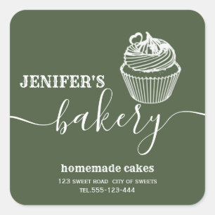 Modern simple bakery Homemade cupcakes and sweets Square Sticker