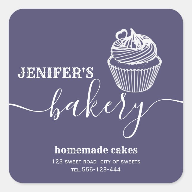 Modern simple  bakery Homemade cupcakes and sweets Square Sticker (Front)