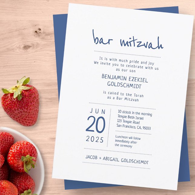 Modern + Simple Bar Mitzvah Invitation (Creator Uploaded)