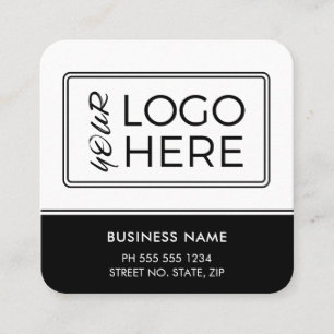 Modern Simple Basic Black QR Code Logo Square Business Card