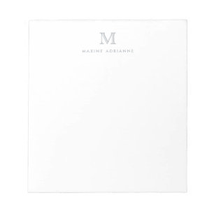 Modern Simple Basic Pastel Grey Monogram Initial Notepad