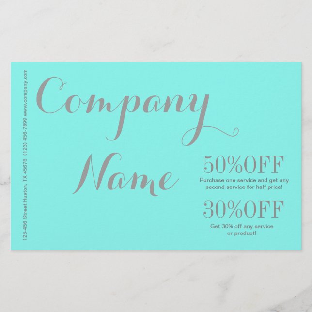 modern simple beauty salon Aqua blue Turquoise Flyer (Front)