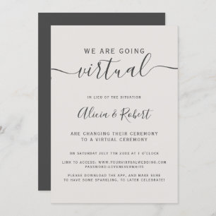 Modern simple beige grey font virtual wedding invitation