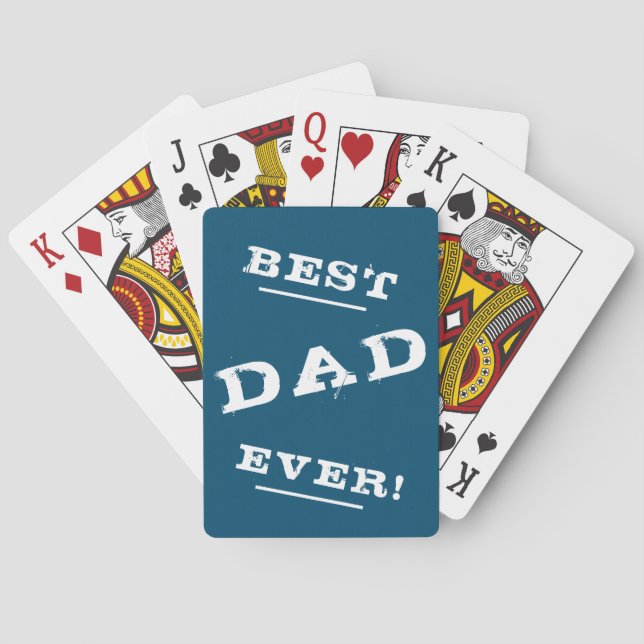 Modern Simple Best Dad Ever Typography Blue Playing Cards (Back)