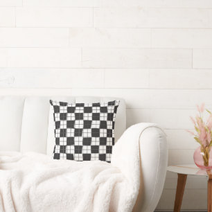 Modern Simple Black and White Check Throw Pillow