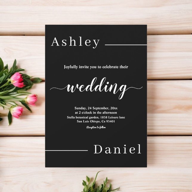 Modern Simple Black And White Elegant Chic Wedding Invitation (Creator Uploaded)