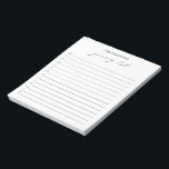 Modern Simple Black and White Elegant Grocery List Notepad<br><div class="desc">Modern black and white notepad featuring a simple layout with " grocery list " in an elegant and chic calligraphy along with your name and a checklist.</div>
