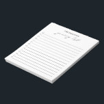 Modern Simple Black and White Elegant Grocery List Notepad<br><div class="desc">Modern black and white notepad featuring a simple layout with " grocery list " in an elegant and chic calligraphy along with your name and a checklist.</div>