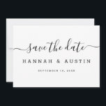 Modern Simple Black and White Elegant Wedding Save The Date<br><div class="desc">Modern Simple Black and White Elegant Wedding Save the Date. Personalize script typography with your details.</div>
