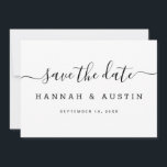 Modern Simple Black and White Elegant Wedding Save The Date<br><div class="desc">Modern Simple Black and White Elegant Wedding Save the Date. Personalize script typography with your details.</div>