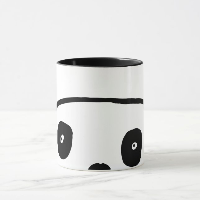Modern Simple Black And White Kawaii Panda Bear Mug (Center)
