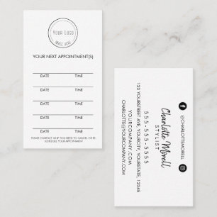 Modern simple black and white minimalist logo appointment card