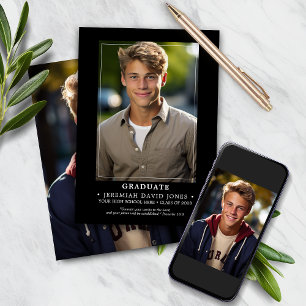 Modern Simple Black and White Photo Graduation Announcement
