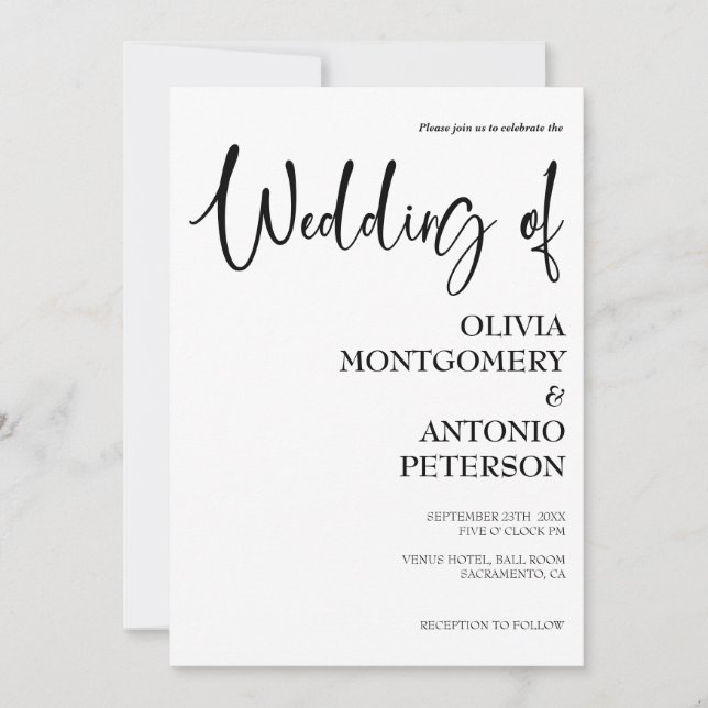  Modern Simple Black and White QR Code Wedding Invitation (Front)