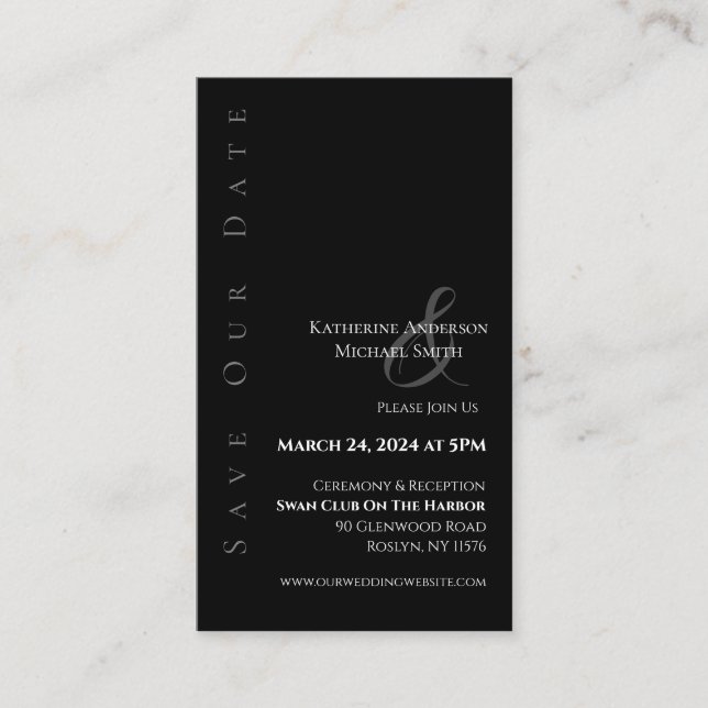 Modern Simple Black and white-Save the Date- Business Card (Front)