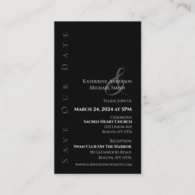 Modern Simple-Black and White-Save the Date- Business Card (Front)