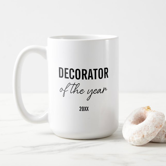 Modern Simple Black and White Script Decorator Coffee Mug (With Donut)